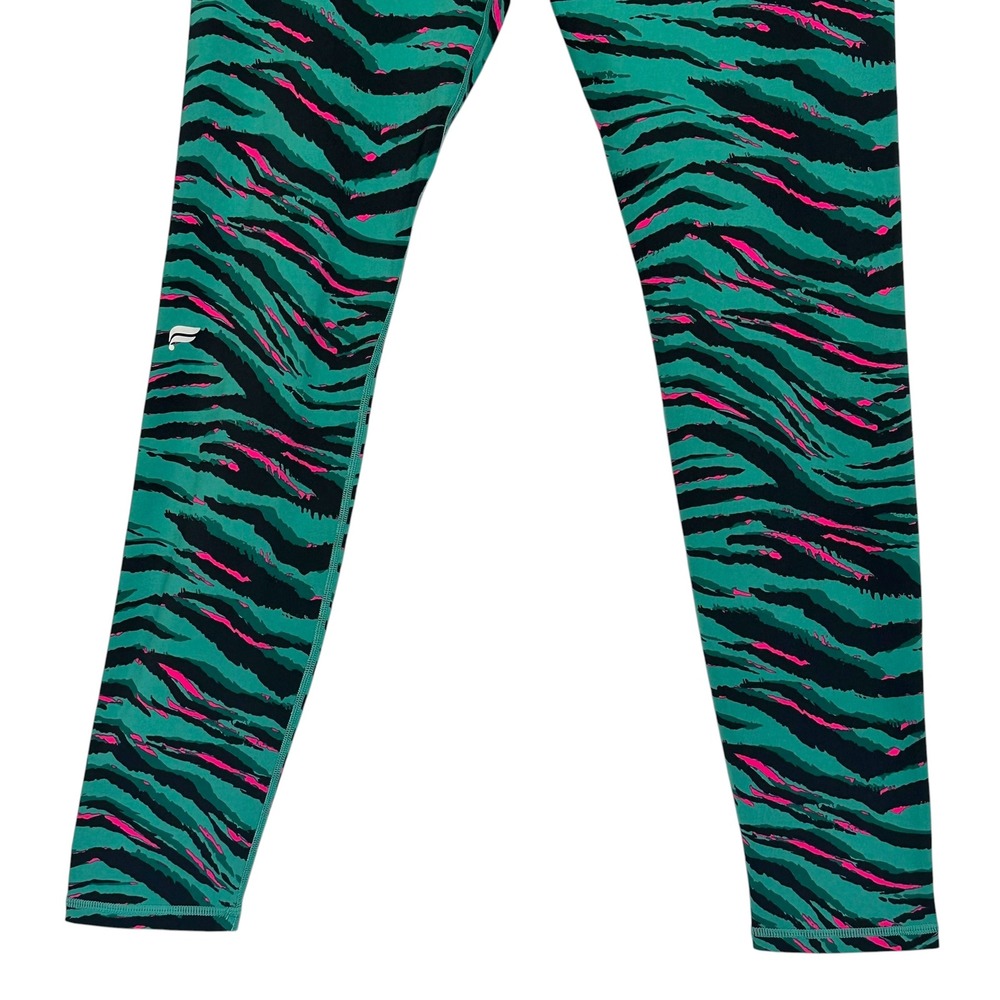 Fabletics Bodysuit Jumpsuit Motion 365+ Tiger Print Cutout‎ Green Black Pink XL - Picture 14 of 16
